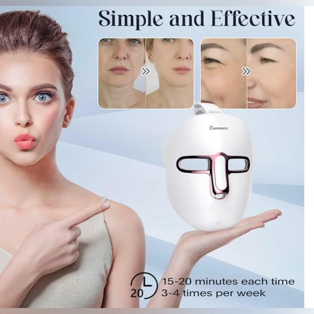 Face Mask  Therapy, 7-1 Colors Facial Skin Care Mask, Red - Picture 3 of 5